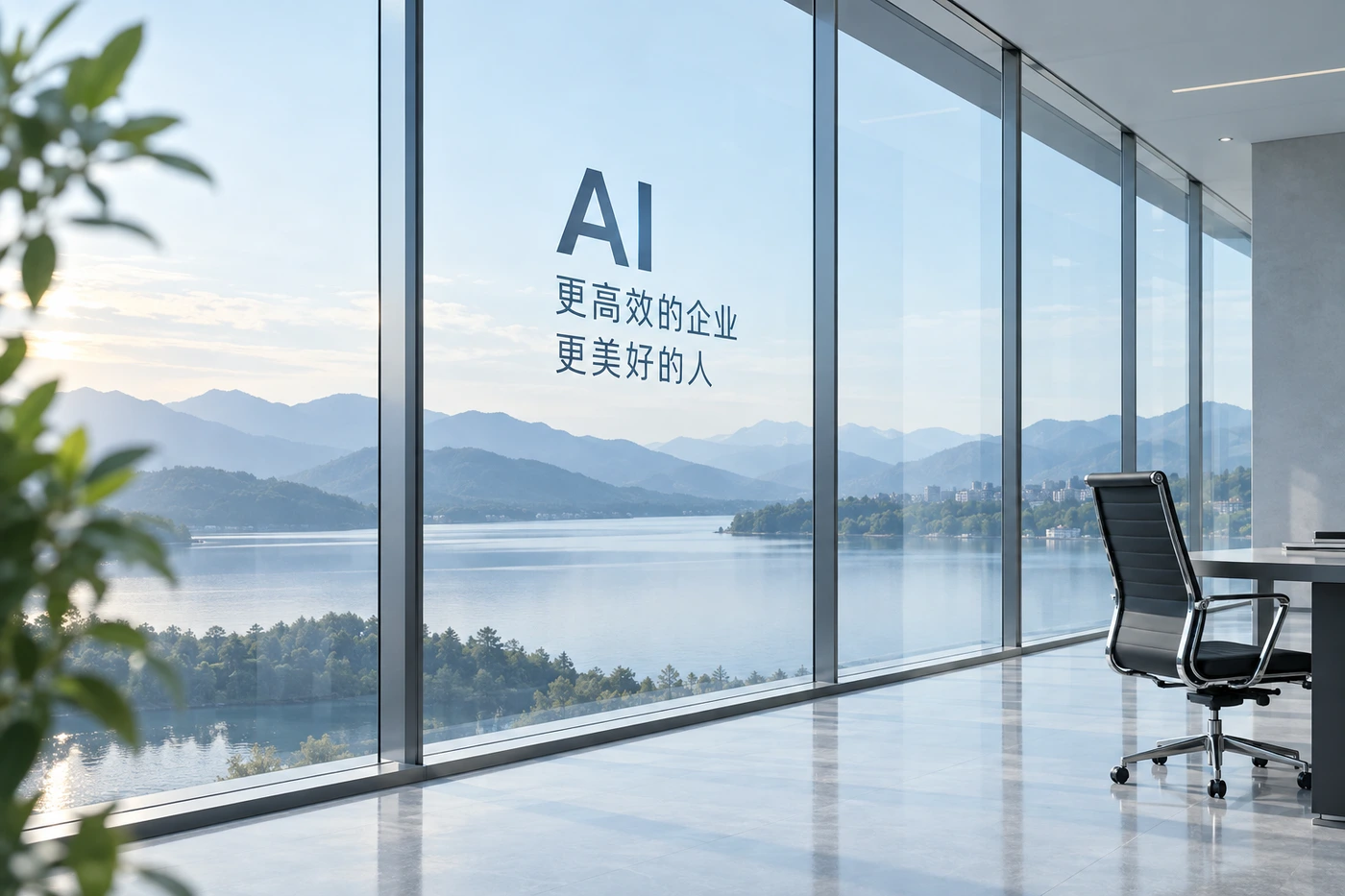 面向湖泊与群山的现代办公空间